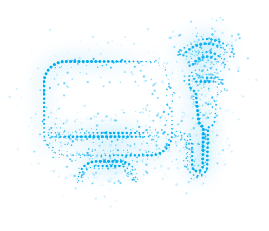 Dynamic graphic of blue particles representing DEFINITY® clinical specialist programs