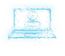 Dynamic graphic of blue particles representing live and on-demand DEFINITY® educational webinars