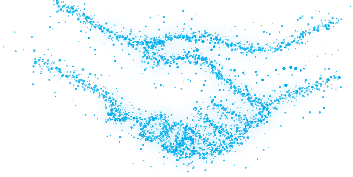 Illustrating High-Definition in DEFINITY® Educational Series Dynamic graphic of blue particles representing the high-quality and precision of DEFINITY®