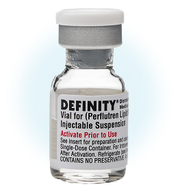 Image of a vial of DEFINITY®, an ultrasound enhancing agent